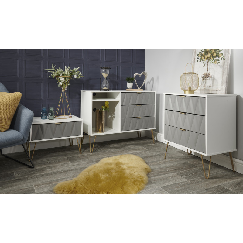 Diamond 3 Drawer TV Unit Ready Assembled Living Collection Quick UK